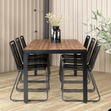 Bois Jídelní stůl 205*90cm - Černé nohy / Akácie +Lindos Stohovací židle - Black Alu / Black Rope_6