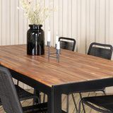 Bois Jídelní stůl 205*90cm - Černé nohy / Akácie +Lindos Stohovací židle - Black Alu / Black Rope_6