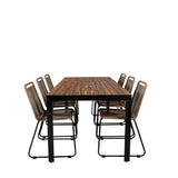 Bois Jídelní stůl 205*90cm - Černé nohy / Acacia +Lindos Stohovací židle - Black Alu / Latte Rope_6