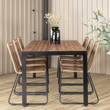 Bois Jídelní stůl 205*90cm - Černé nohy / Acacia +Lindos Stohovací židle - Black Alu / Latte Rope_6