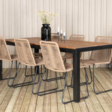 Bois Jídelní stůl 205*90cm - Černé nohy / Acacia +Lindos Stohovací židle - Black Alu / Latte Rope_6