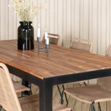 Bois Jídelní stůl 205*90cm - Černé nohy / Acacia +Lindos Stohovací židle - Black Alu / Latte Rope_6