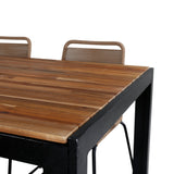 Bois Jídelní stůl 205*90cm - Černé nohy / Acacia +Lindos Stohovací židle - Black Alu / Latte Rope_6