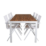Bois Jídelní stůl 205*90cm - Bílá Alu / Akácie +Alina Jídelní židle - Bílá Alu / Bílá Textilene_6