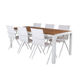 Bois Jídelní stůl 205*90cm - Bílá Alu / Akácie +Alina Jídelní židle - Bílá Alu / Bílá Textilene_6