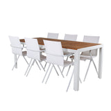 Bois Jídelní stůl 205*90cm - Bílá Alu / Akácie +Alina Jídelní židle - Bílá Alu / Bílá Textilene_6