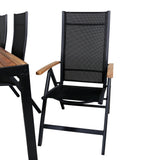 Bois Jídelní stůl 205*90cm - Černé nohy / Acacia +Panama Light 5-poschoďová židle Černá / Černá a teak_6
