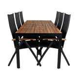 Bois Jídelní stůl 205*90cm - Černé nohy / Acacia +Panama Light 5-poschoďová židle Černá / Černá a teak_6