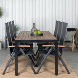 Bois Jídelní stůl 205*90cm - Černé nohy / Acacia +Panama Light 5-poschoďová židle Černá / Černá a teak_6