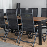 Bois Jídelní stůl 205*90cm - Černé nohy / Acacia +Panama Light 5-poschoďová židle Černá / Černá a teak_6