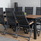 Bois Jídelní stůl 205*90cm - Černé nohy / Acacia +Panama Light 5-poschoďová židle Černá / Černá a teak_6