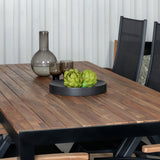 Bois Jídelní stůl 205*90cm - Černé nohy / Acacia +Panama Light 5-poschoďová židle Černá / Černá a teak_6