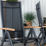 Bois Jídelní stůl 205*90cm - Černé nohy / Acacia +Panama Light 5-poschoďová židle Černá / Černá a teak_6
