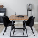 Jídelní stůl Inca - 160/200*85*H75 - Dub / Černá + Sametová jídelní židle - Černá / Černá_4