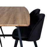 Jídelní stůl Inca - 160/200*85*H75 - Dub / Černá + Sametová jídelní židle - Černá / Černá_4