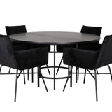 Copenhagen - Jídelní stůl kulatý - Black / Black+Petra Židle - Black / Black Velvet_4
