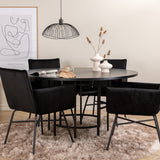 Copenhagen - Jídelní stůl kulatý - Black / Black+Petra Židle - Black / Black Velvet_4