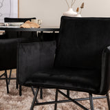 Copenhagen - Jídelní stůl kulatý - Black / Black+Petra Židle - Black / Black Velvet_4