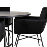 Copenhagen - Jídelní stůl kulatý - Black / Black+Petra Židle - Black / Black Velvet_4