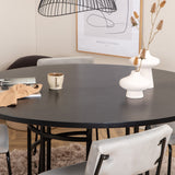 Copenhagen - Jídelní stůl kulatý - Černá / Černá+Kenth Židle - Černá / Světle šedá Velvet_4