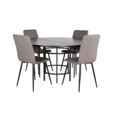 Copenhagen - Jídelní stůl kulatý - Černá / Černá + židle Windu Lyx - Černá / Šedá Micro Fibre_4