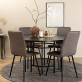 Copenhagen - Jídelní stůl kulatý - Černá / Černá + židle Windu Lyx - Černá / Šedá Micro Fibre_4