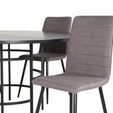 Copenhagen - Jídelní stůl kulatý - Černá / Černá + židle Windu Lyx - Černá / Šedá Micro Fibre_4