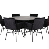 Copenhagen - Jídelní stůl kulatý - Black / Black+Petra Židle - Black / Black Velvet_6