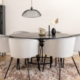 Copenhagen - Jídelní stůl kulatý - Černá / Černá + židle Berit - Černá / Světle šedá Velvet_6