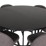 Copenhagen - Jídelní stůl kulatý - Černá / Černá + židle se sametovými stehy - Černá / Šedá Micro Fibre_6
