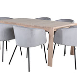 Posuvný prodlužovací stůl - White Wash - 170+40+40cm + Židle Berit - Černá / Světle šedá Velvet_6