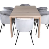 Posuvný prodlužovací stůl - White Wash - 170+40+40cm + Židle Berit - Černá / Světle šedá Velvet_6