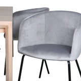 Posuvný prodlužovací stůl - White Wash - 170+40+40cm + Židle Berit - Černá / Světle šedá Velvet_6
