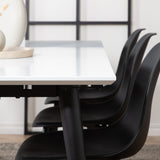 Jídelní stůl Jimmy, černá bílá HPL+polární plastová jídelní židle, černé nohy Černý plast_6