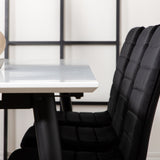 Jídelní stůl Jimmy, černá bílá židle HPL+Windu Lyx židle, černá černá samet_6