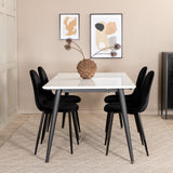 Jídelní stůl Jimmy , černá bílá HPL+jídelní židle Polar , černé nohy Black Velvet (ers√§tter 19902,888)_4