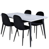 Jídelní stůl Jimmy , černá bílá HPL+jídelní židle Polar , černé nohy Black Velvet (ers√§tter 19902,888)_4