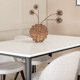 Jídelní stůl Jimmy , černá bílá HPL + sametová jídelní křeslo , černé nohy , světle šedá látka_4