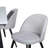 Jídelní stůl Jimmy , černá bílá HPL + sametová jídelní křeslo , černé nohy , světle šedá látka_4