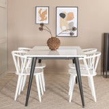 Jídelní stůl Jimmy, černá bílá HPL+jídelní židle Bobby Windsor, bílá_4