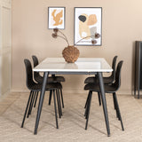 Jídelní stůl Jimmy, černá bílá HPL+arktická jídelní židle, černé nohy, černý plast_4