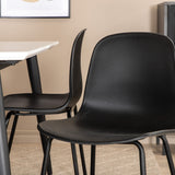 Jídelní stůl Jimmy, černá bílá HPL+arktická jídelní židle, černé nohy, černý plast_4