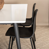 Jídelní stůl Jimmy, černá bílá HPL+arktická jídelní židle, černé nohy, černý plast_4