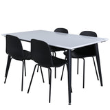 Jídelní stůl Jimmy, černá bílá HPL+arktická jídelní židle, černé nohy, černý plast_4