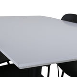 Jídelní stůl Jimmy, černá bílá HPL+arktická jídelní židle, černé nohy, černý plast_4