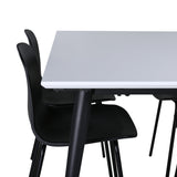 Jídelní stůl Jimmy, černá bílá HPL+arktická jídelní židle, černé nohy, černý plast_4