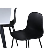 Jídelní stůl Jimmy, černá bílá HPL+arktická jídelní židle, černé nohy, černý plast_4