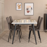 Jídelní stůl Jimmy, černá bílá židle HPL+Windu Lyx židle, černá šedá mikrovlákno_4