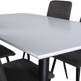 Jídelní stůl Jimmy, černá bílá židle HPL+Windu Lyx židle, černá šedá mikrovlákno_4