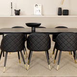 Pelle Jídelní stůl, Černá černá Černá+Velvet Jídelní židle w. Stiches , PU , Black Black_6